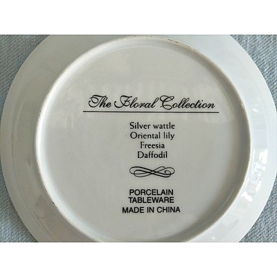 160mm Porcelain plate "The floral collection" with design of Silver Wattle Oriental Lily Freesia and Daffodil