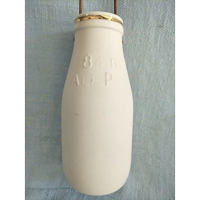 Assorted pottery - 110mm bud vase hanging pouch & milk bottle style vessel with strap