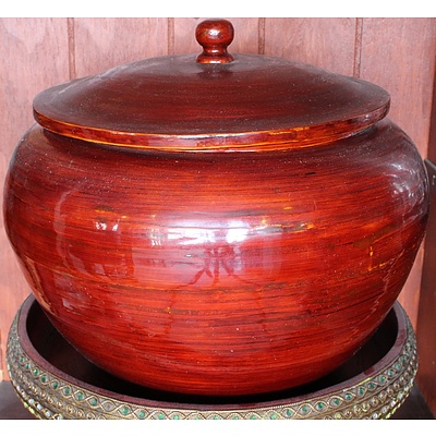 Lacquered Bowl with Ornate Stand