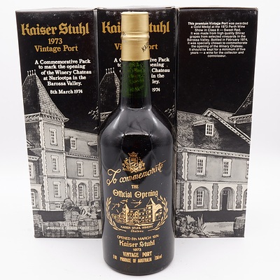 Three Bottles of Kaiser Stuhl Commemorative 1973 Vintage Port 738ml