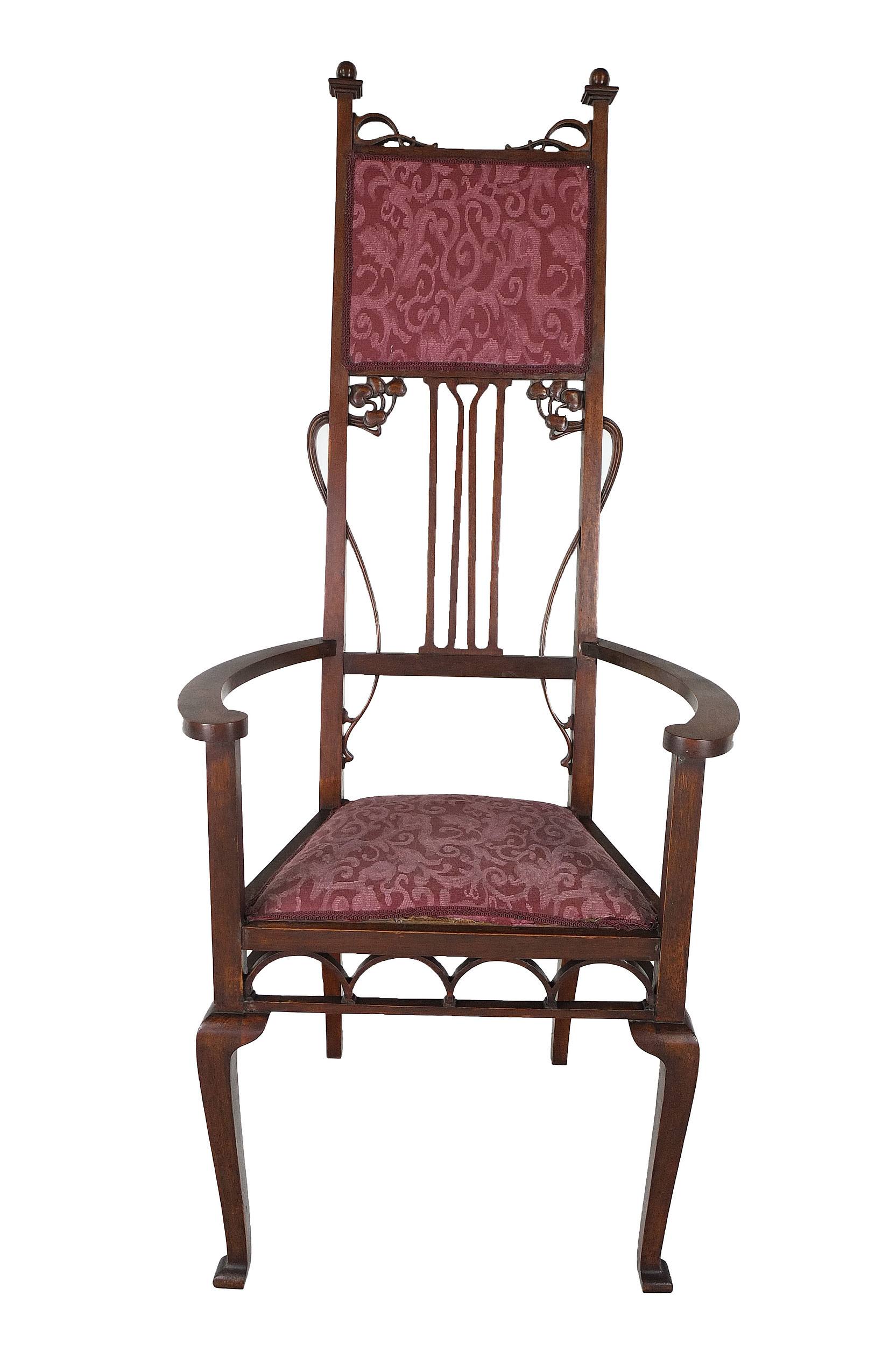 'Impressive Large Australian Arts & Crafts Style Carved Maple Throne Chair, Early 20th Century'