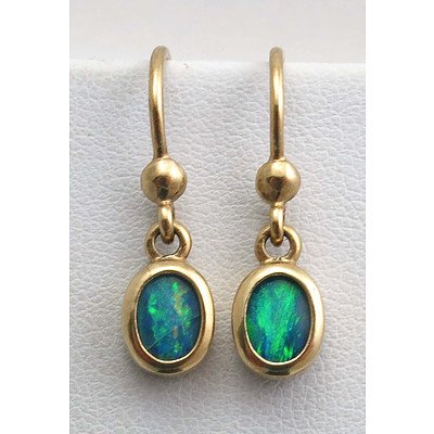 Queensland Boulder Opal Earrings - 9ct Gold