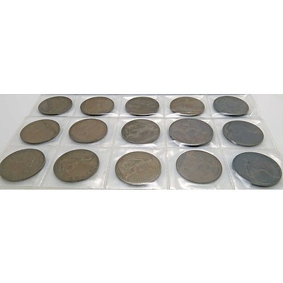 Collection of English pennies and 1/2 Pennies 1880s-1960s