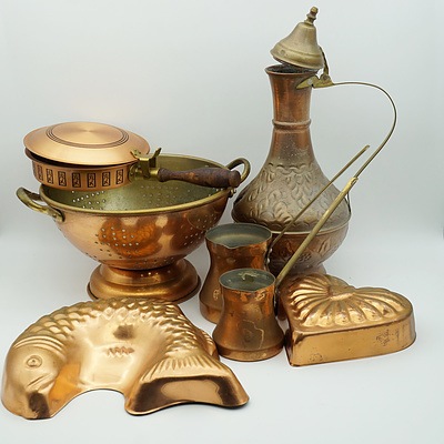 Group of Copper Coloured Kitchenware, Including Rodd