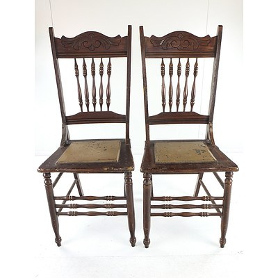 Four Antique Spindle Back Dining Chairs