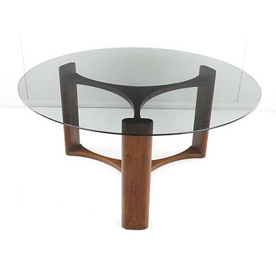 TH Brown and Sons Circular Glass Top Coffee Table
