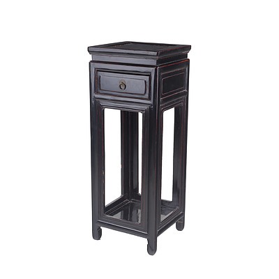 Chinese Black Lacquer Stand with Drawer 20th Century