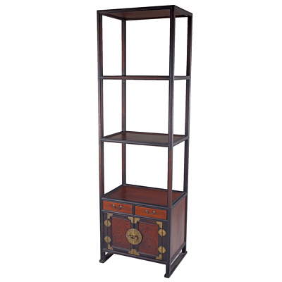 Korean Brass Mounted Wood Stand with Elm Door Panels Late 20th Century