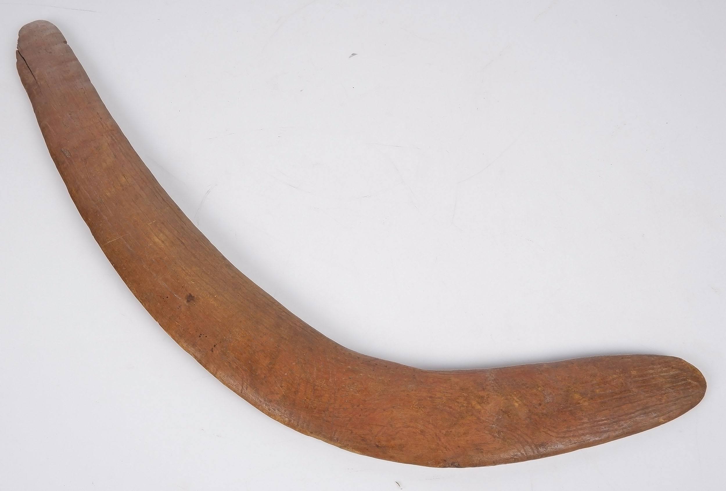 'Old Aboriginal Boomerang with Incised Designs, From Amata'