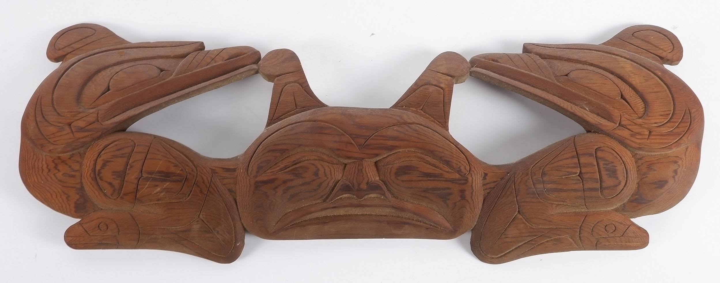 'Canadian Indian Haida Wooden Thunderbird with Whale Story Plate'