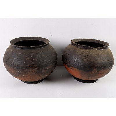 Two African Woodfire Ceramic Cooking Pots Circa 1960s