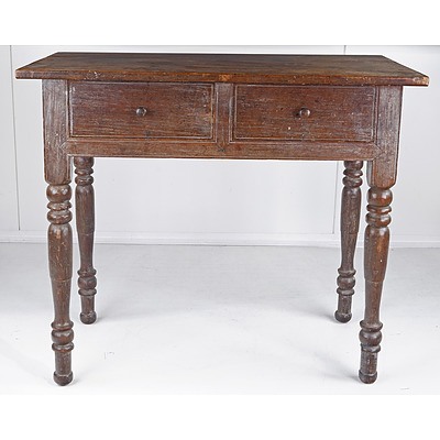 East Indies Colonial Two Drawer Teak Side Table 19th Century