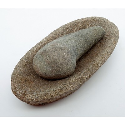 Aboriginal Seed Grinding Stone and Pestle