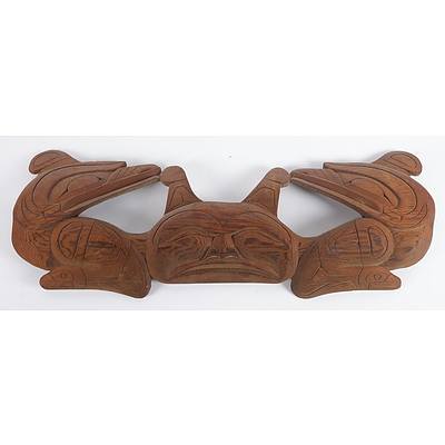Canadian Indian Haida Wooden Thunderbird with Whale Story Plate