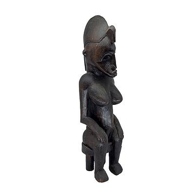 African Bamana or Senufo Peoples Seated Female Figure, Ivory Coast 20th Century