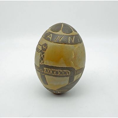 Aboriginal Carved Emu Egg by Bill Bates
