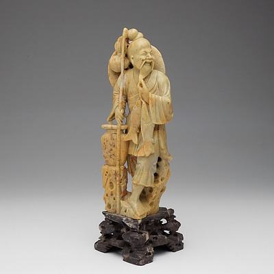 Chinese Soapstone Carving of a Fisherman