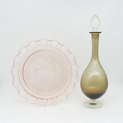 Collection of Cut Crystal and Moulded Glass Including Plates, Cups, Figures, and more