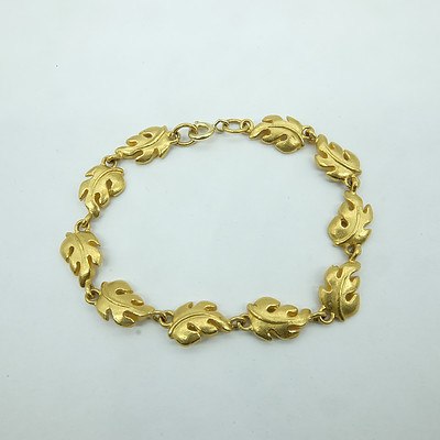 22ct Yellow Gold Leaf Link Bracelet
