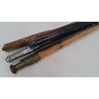 Three Fishing Rods and Tool/Tackle Box