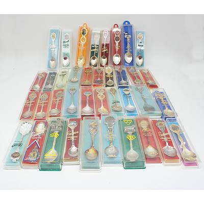 Collection of Approx 38 Gold and Silver Plated Collector Spoons
