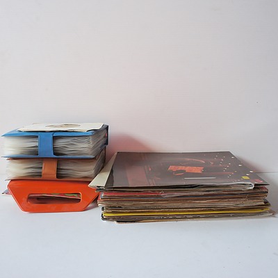 Collection of 45s and Vinyl Records Including Chet Atkins, Olivia Newton John, Beetle's Singles, and More