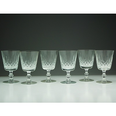Cut Glass Decanter and Six Cut Glass Wine Glasses