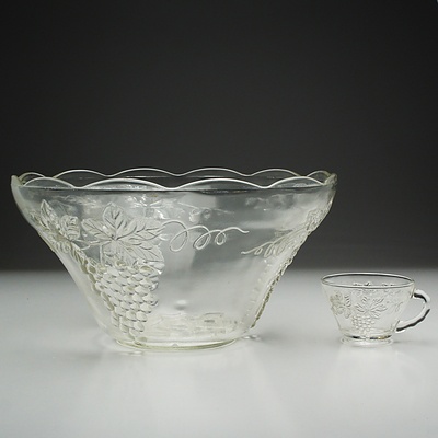 Moulded Glass Punch Bowl Set