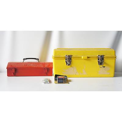 Two Tool Boxes with a Variety of Hand Tools