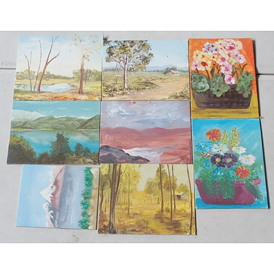 Group of Oil on Canvas Boards and One Watercolour
