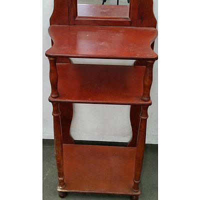 Stained Pine Hall Stand With Mirror