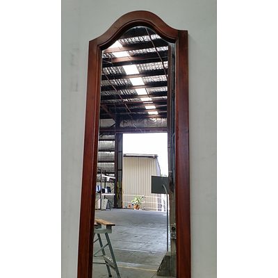 Stained Pine Hall Stand With Mirror