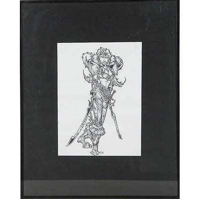 Sarah Jameson Untitled Limited Edition Lithograph 1/10 and Another Ink Sketch