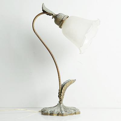 Vintage Brass Stem Tulip Table Lamp