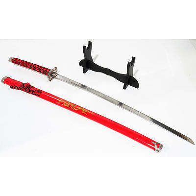 Reproduction Japanese 40" Katana with Sheath and Stand