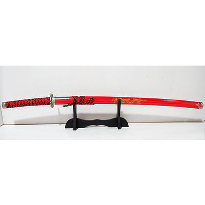Reproduction Japanese 40" Katana with Sheath and Stand