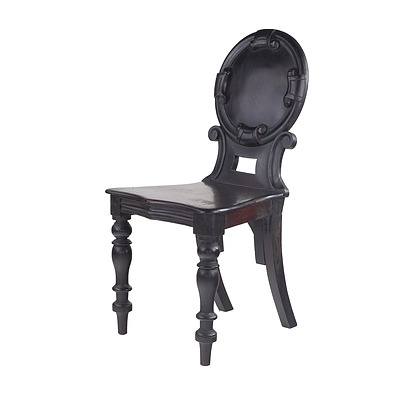 Victorian Japanned Mahogany Shield Back Hall Chair 19th Century
