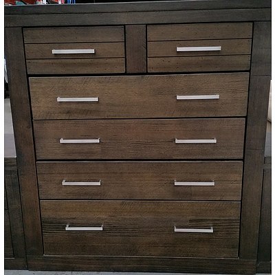 Six Drawer Tallboy and Two Bedside Tables