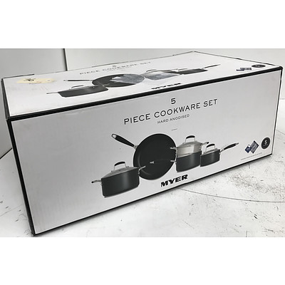 Myer 5 Piece Hard Anodised Cook Set - RRP $200 - Brand New