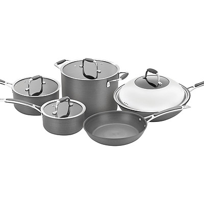 TuffSteel 5 Piece Hard Anodised Cook Set - RRP $450 - Brand New