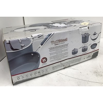 TuffSteel 5 Piece Hard Anodised Cook Set - RRP $450 - Brand New