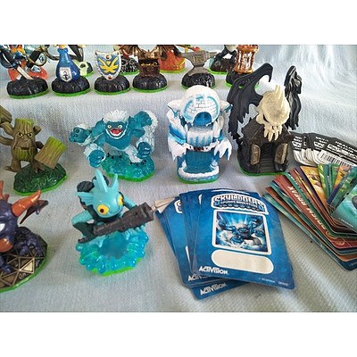 22 Skylander figures with portal of power, trading cards, sticker sheets and web codes