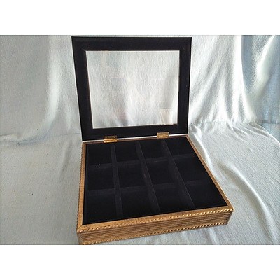 Gold guilded timber jewellery case with felt lining
