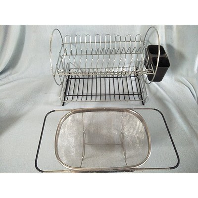 2 tier dishrack with cutlery basket and sink drainer with extendable handles