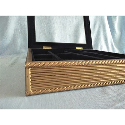 Gold guilded timber jewellery case with felt lining