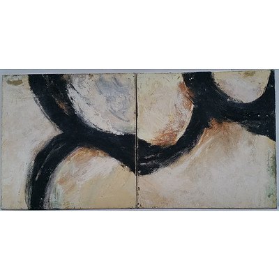 Abstract Stretched Canvas Paintings - Lot of Two