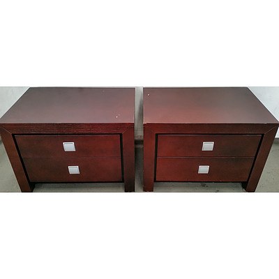 Cherry Veneer Bedside Tables - Lot of Two