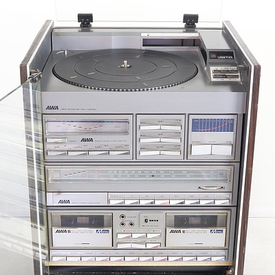 AWA SM34 Turntable with Mobile Cabinet and Speakers