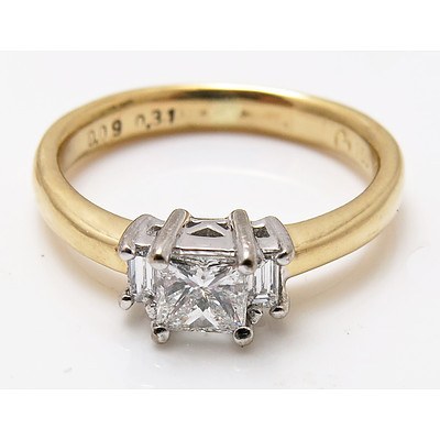 Princess-cut Diamond Ring - 18ct Gold