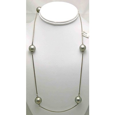 Sterling Silver Necklace with large shell-based Pearls